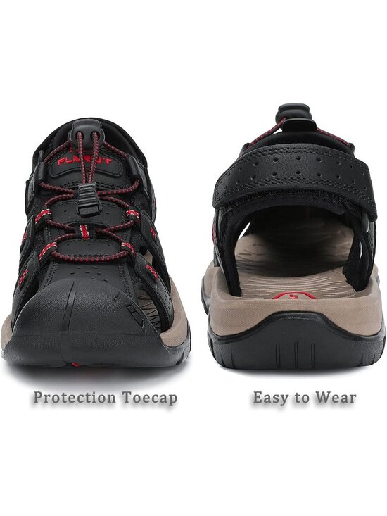 Men\'s Black Closed Toe Leather Athletic Outdoor Hiking Sport Casual Sandal Shoes main image 6